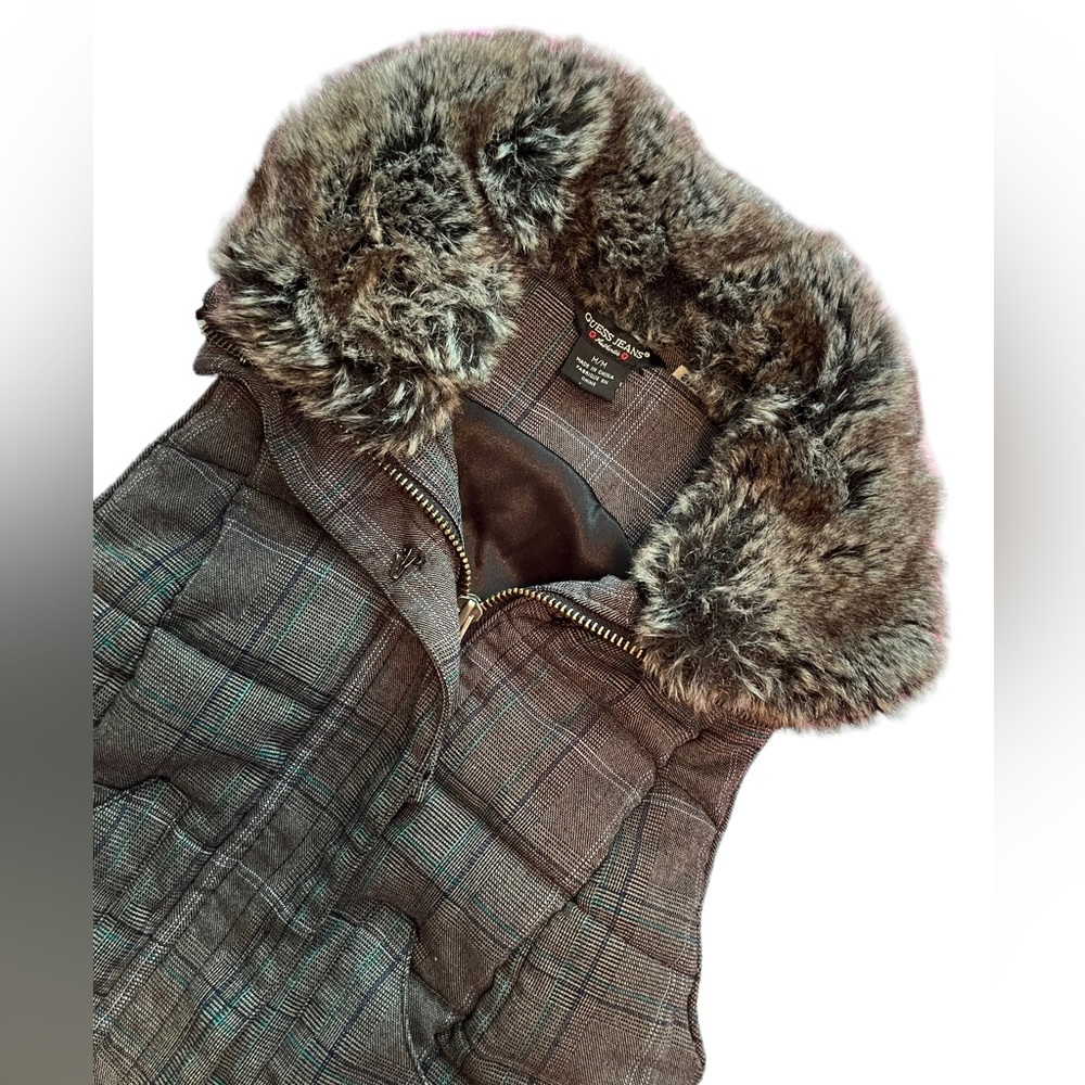 Guess jeans size medium quilted‎ plaid vest